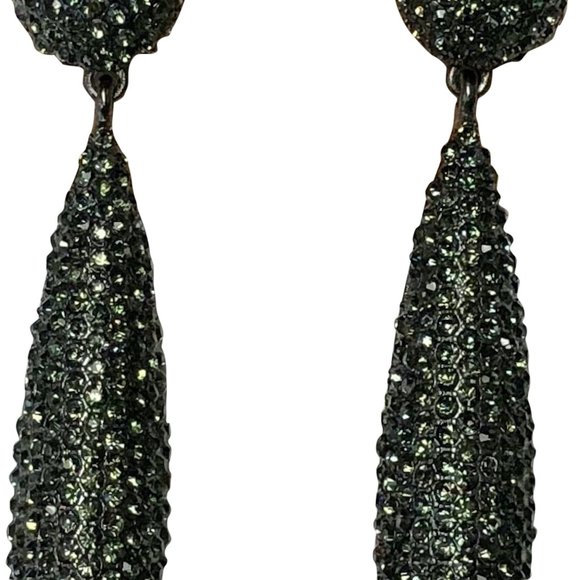 KENNETH JAY LANE-PAVE CRYSTAL LONG EARRING - Picture 8 of 10